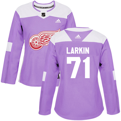 Adidas Red Wings #71 Dylan Larkin Purple Authentic Fights Cancer Women's Stitched NHL Jersey